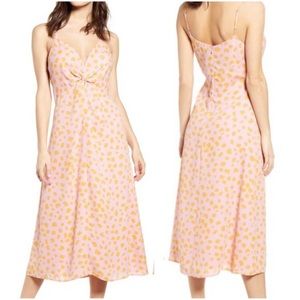 Leith Pink and Orange Animal Print Knot Dress XS